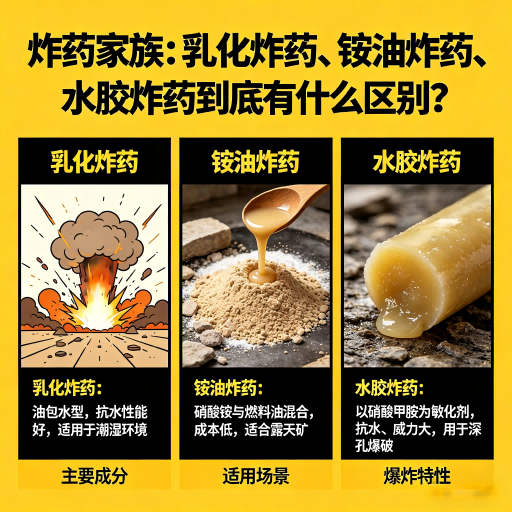 城区炸药家族：乳化炸药、铵油炸药、水胶炸药到底有什么区别？